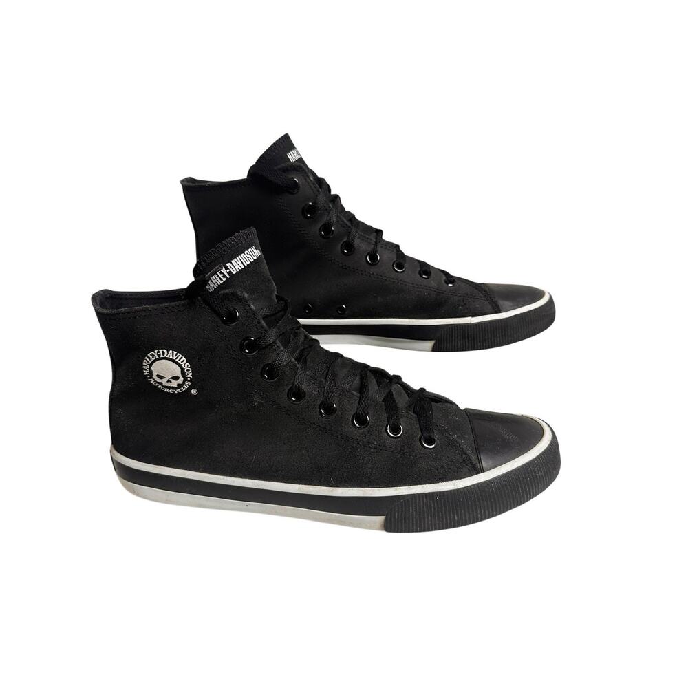 Harley Davidson Men’s Baxter Hi Top Leather Sneakers Mens Sz 10 Black Moto Biker - Picture 12 of 14